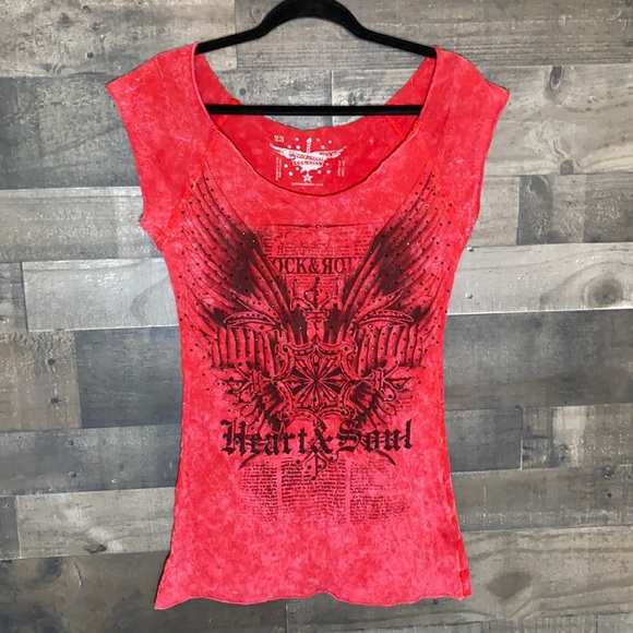 Rock & Roll Cowgirl Tops - Red Rock and Roll Cowgirl Short Sleeve T-Shirt